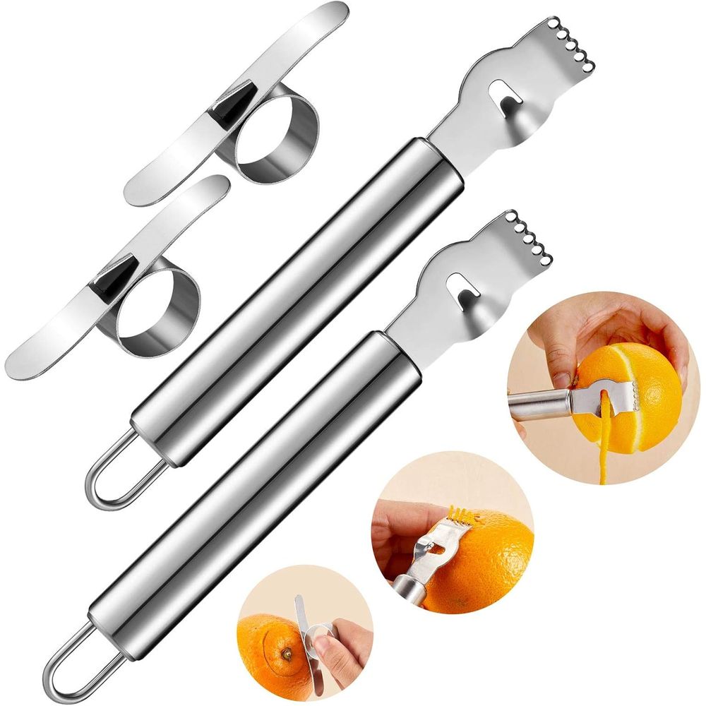 Peeler Channel Knife - Set di 4 Pezzi in Acciaio