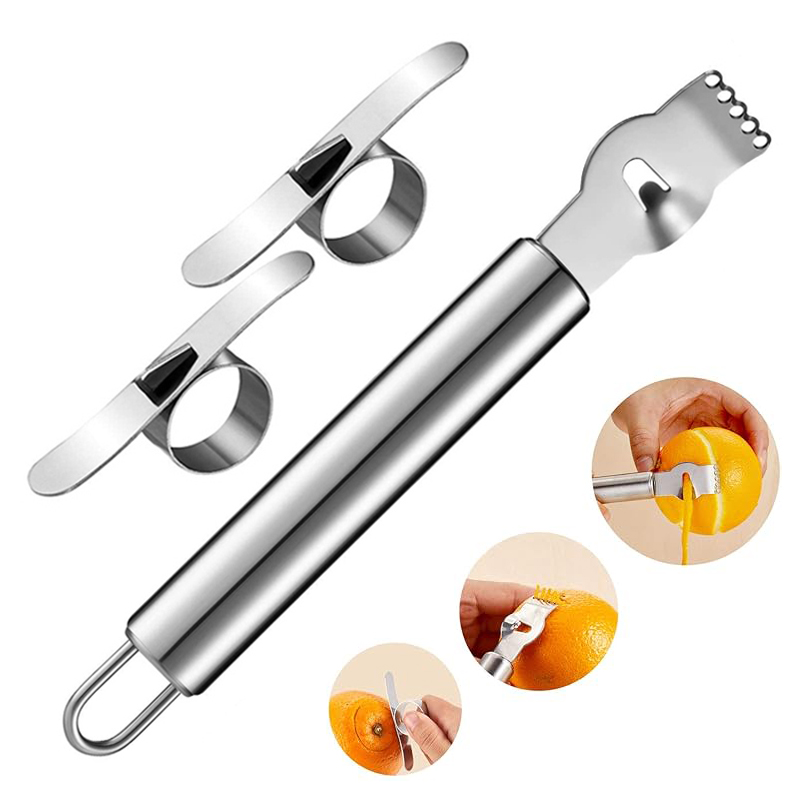Peeler Channel Knife - 3 pezzi limone zester grattugia arancione