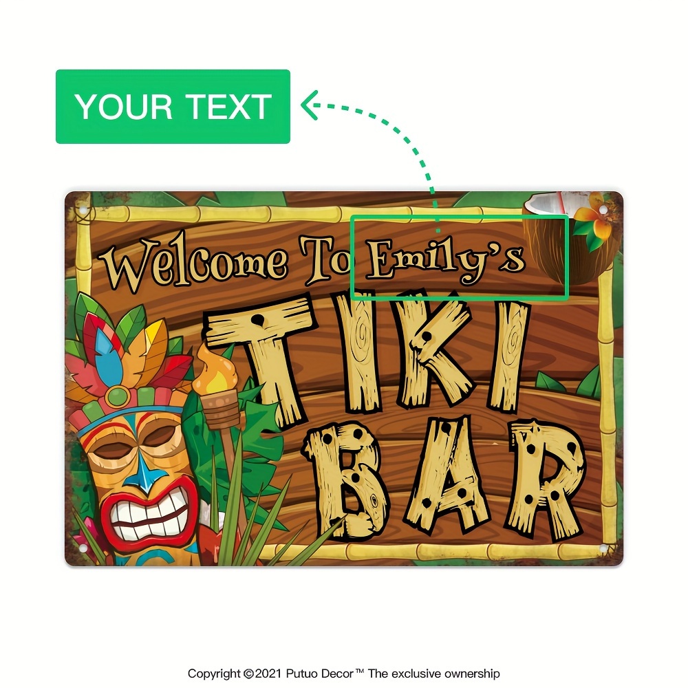 Home Bar And Restaurant - Insegna Personalizzata per Tiki Bar, Nome