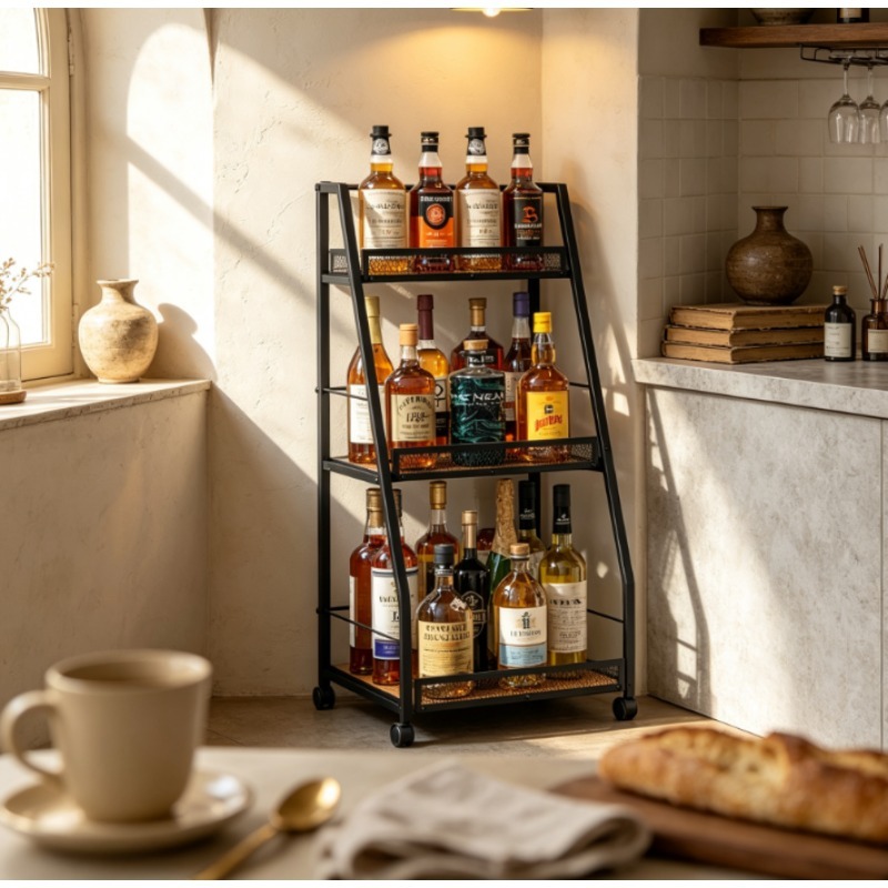 Home Bar Shelf - Portabottiglie a 3 livelli a forma