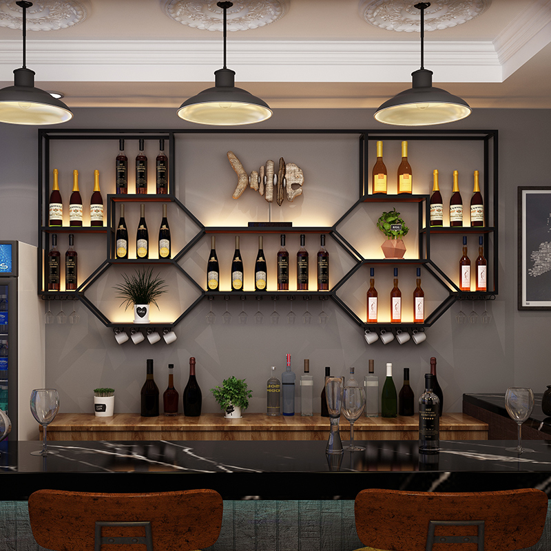 Home Bar Shelf - Scaffali in metallo Armadietto per il